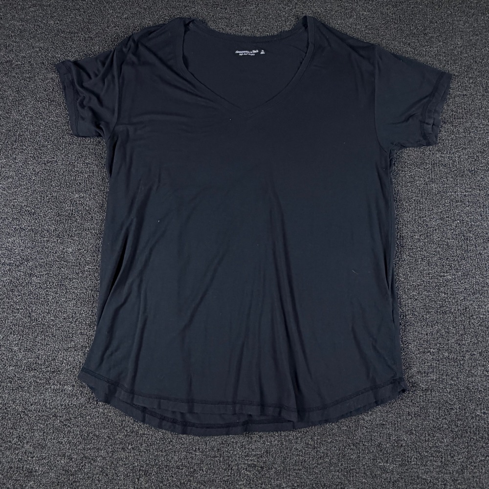 Abercrombie & Fitch T-Shirt Womens XL Soft A&F Drapey Black V-Neck EUC